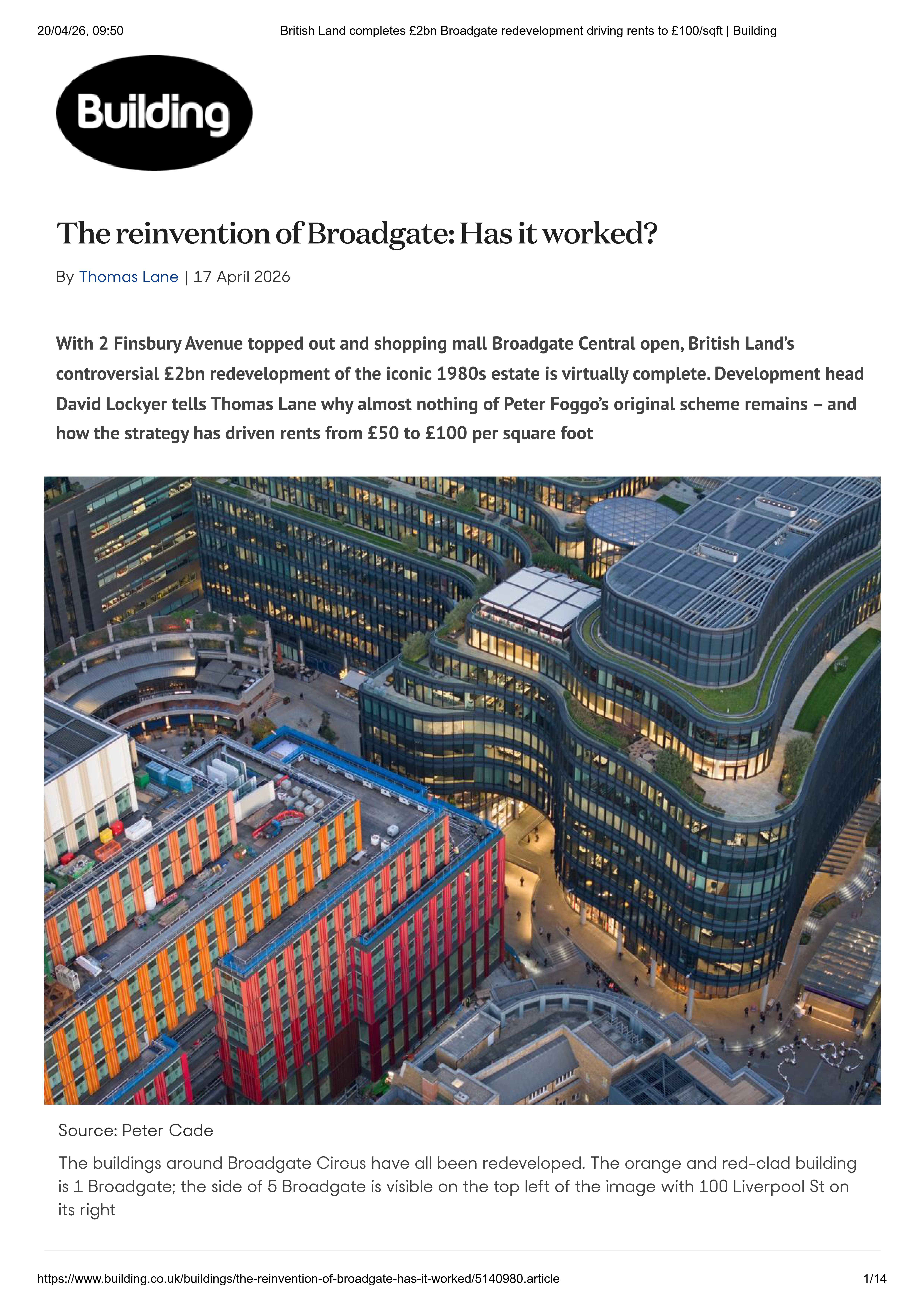 Broadgate scheme redevelopment